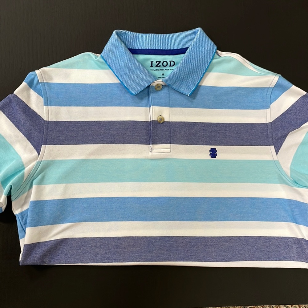 Izod blue multi striped polo